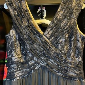 Black lace & chiffon long formal dress